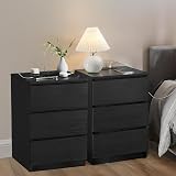 VASAGLE Kailyn Bedside Tables with Power Strip Ebony Black LET831B57