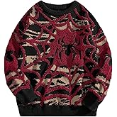 SHENHE Men's Oversized Sweater Y2k Spiderweb Crewneck Gothic Graphic Sweaters