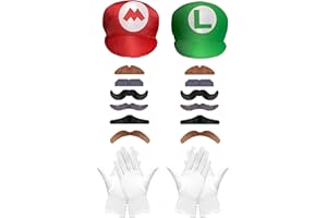 Hansooncood Adult Plumber Hats For Super Bros Costume Super Brothers Hat With Beard And Glove