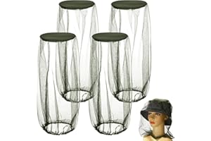 Mesh Head Nets, 4 Pcs Mosquito Head Net, Face Mesh Cover for Outdoor Activities, Hiking, Fishing, Hunting, Camping, Backpacki