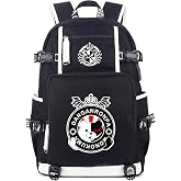 Roffatide Anime Monokuma Printed Backpack Schoolbag Laptop Rucksack with USB Charging Port &amp; Headphone Port Black