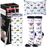 Yahenda 3 Pcs Dinosaur Christmas Animal Gifts for Women, 20 oz Skinny Water Tumbler with Lids and Straw Novelty Socks Fashion Makeup Bag, Christmas Presents for Friends Lover