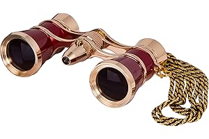 Levenhuk Broadway 325F Opera Glasses (Red Theater Binoculars with LED Light and Chain)
