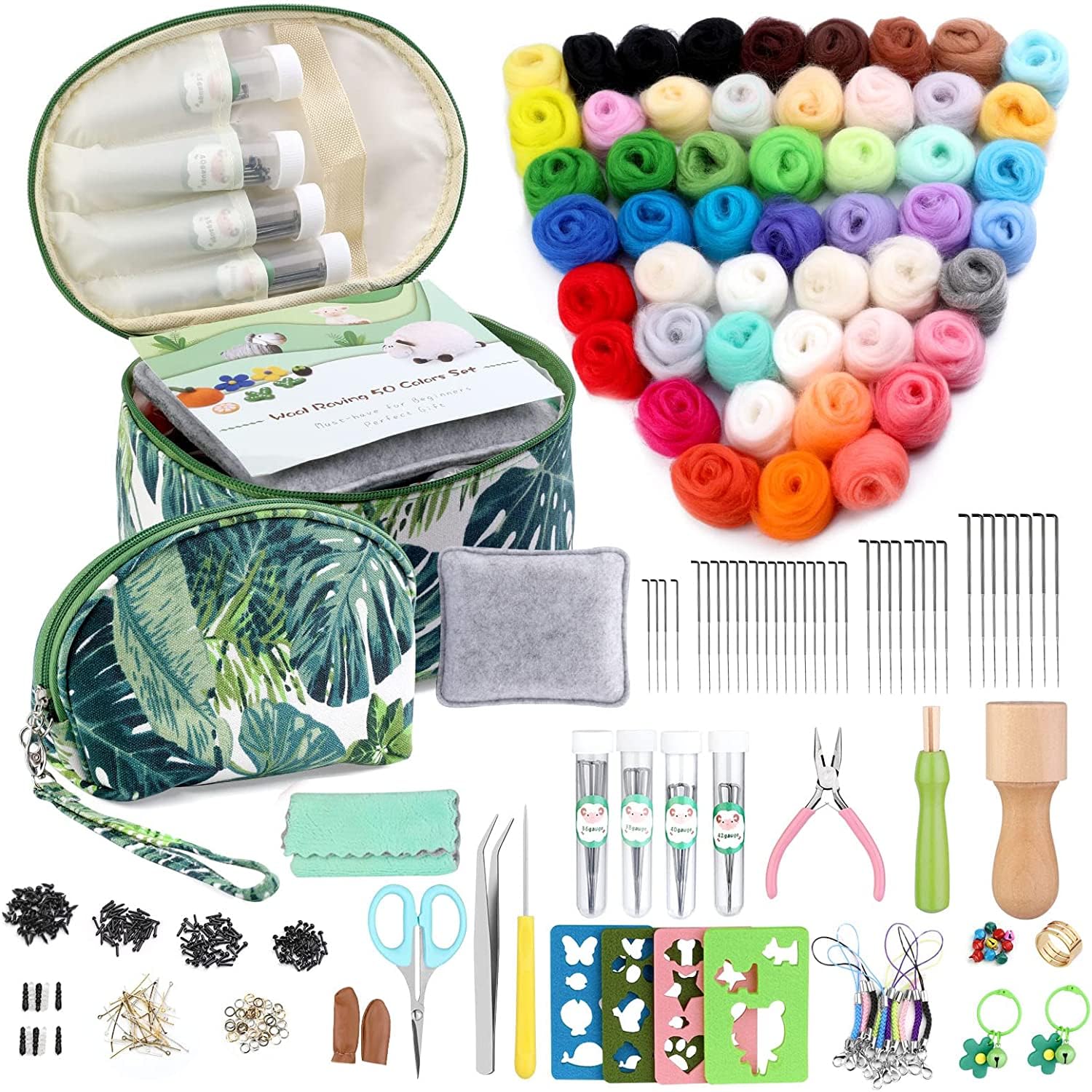 luokefe 304 Pcs Needle Felting Kit, Needle Felting Starter Kit with 50 Colors Wool, Basic Tools and Supplies for Beginners, DIY Crafts Home Decoration — image 1