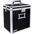 Vaultz Vinyl Record Storage Box - Locking 50 Album Holder & Organizer - Great Alternative to Flimsy LP Crate - 14.4 x 13.4 x 9.6 Inches - Black