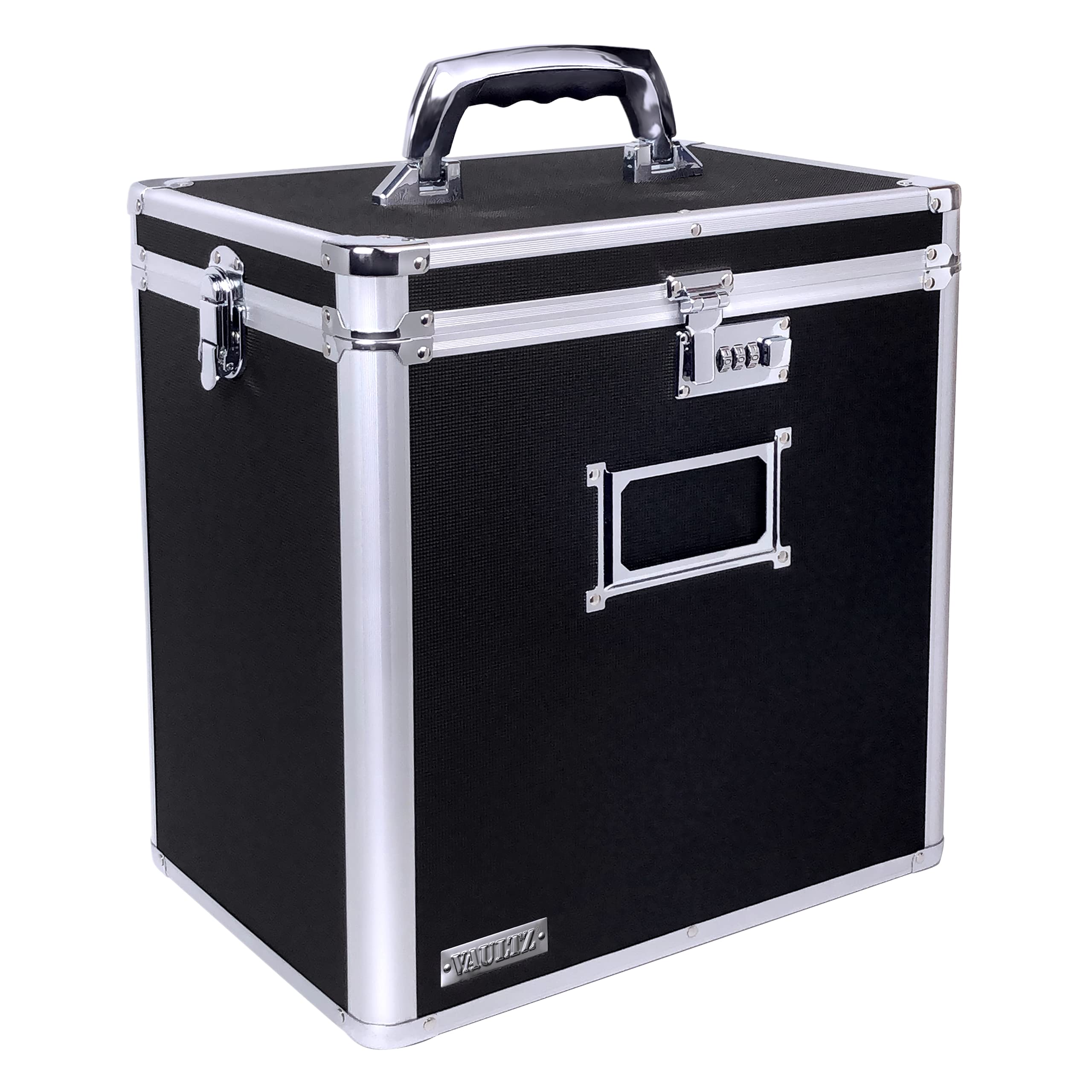 Photo 1 of Vaultz Vinyl Record Storage Box - Locking 50 Album Holder & Organizer - Great Alternative to Flimsy LP Crate - 14.4 x 13.4 x 9.6 Inches - Black