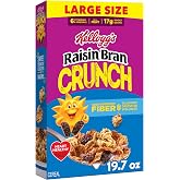 Kellogg's Raisin Bran Crunch Large Size Breakfast Cereal 19.7 oz | Good Source of Fiber, Family Breakfast