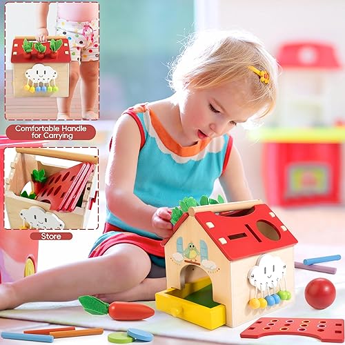 Kizfarm Wooden Montessori Activity House, 7-in-1 Multifunctional