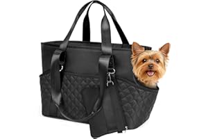 YUDODO Dog Purse Carrier for Small Dogs, Soft-Sided Pet Carrier with Treat Pouch, Collapsible Dog Carriers with Large Pockets & Safety Harness Clip, Travel Carriers up to 10 lbs, Purse + Treat Pouch