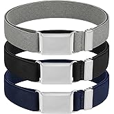 Larrel 3 Pieces Toddler Boy Belt, Adjustable Elastic Boy Belt with Silver Buckle for Child Boys Girls Pants Jeans Casual School Uniform(Black, Grey, Navy Blue)