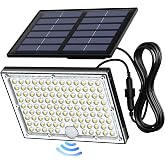 JACKYLED Solar Lights Outdoor with Motion Sensor, 113LED Cool White 1 Pack | Solar Flood Lights, Waterproof Dusk to Dawn Solar Powered Security Spot Lights for Porch Patio Yard Garage