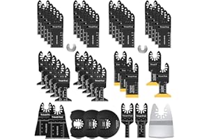Trivd Frol 45PCS Oscillating Saw Blades, Premium Multitool Blades Kits for Wood Metal Plastics, Oscillating Tool Blades Fit Dewalt Worx Rockwell Milwaukee Makita Ryobi Bosch Fein Porter Genesis Black