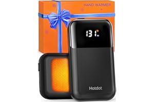 Hotdot Hand Warmers Rechargeable, Heat Levels (104–131°F), Real-Time Temp & Battery Display, Electric Hand Warmers, Fast Heating, Fits in Gloves/Pocket, Gifts for Women & Men