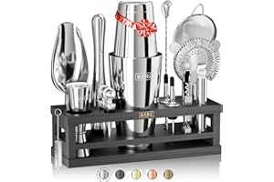 Pro Cocktail Kit | Mixology Bartender Kit | 16-Piece Cocktail Shaker Set | Martini Home Bartending Bar Accessories | Incl. 35