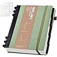 Yoment Lined Spiral Journal Notebook for Work 224 Pages Hardcover Notebook with Removable Dividers Tabs Discbound Notebook Colleged Ruled 6.3 x 8.7 Small Spiral Journal for Women Men,Gift Box,Green