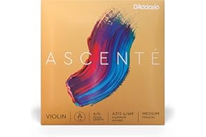 D'Addario Ascente Violin Strings - Violin Strings with Ball Ends, Synthetic Core - A312 4/4M - A String - 4/4 Scale - Medium 