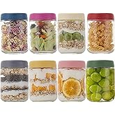 GLATABAM 16 OZ Overnight Oats Jars with Lids 8 Pack, Glass Meal Prep Containers, Reusable Food Storage Jars, Airtight Mason Jars for Breakfast, Yogurt Parfait, Salad, Smoothies(8 Pack)