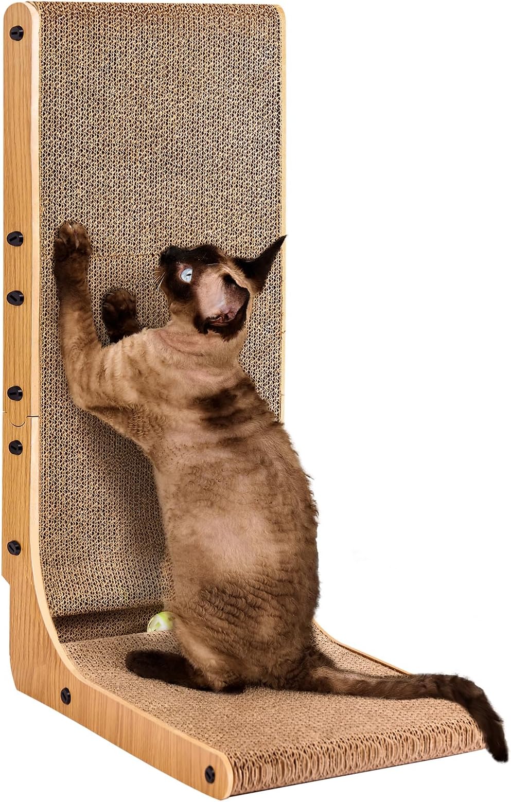 EHEYCIGA L Shape Vertical Cat Scratcher 68cm High with Ball Toy