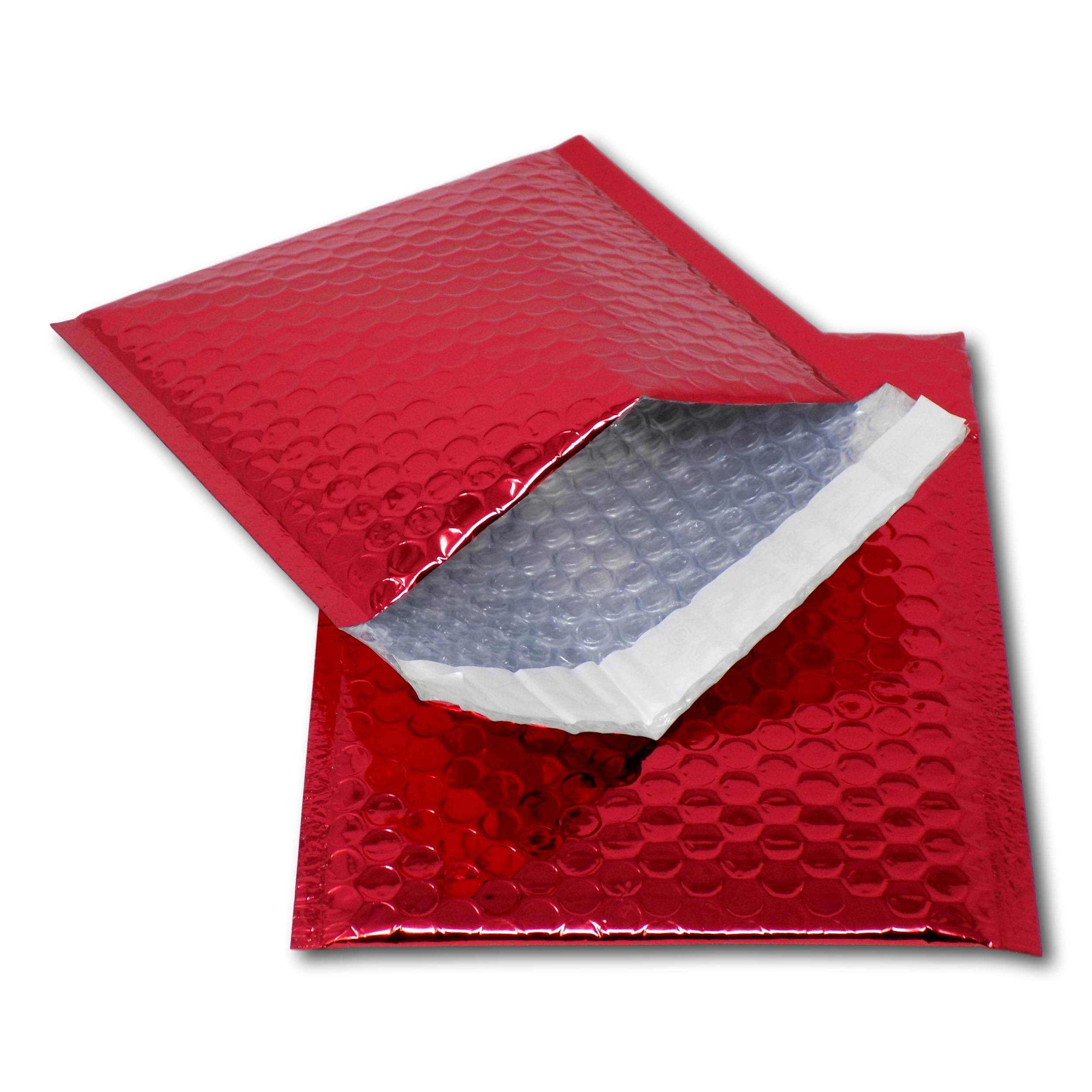 EPOSGEAR 10 Red Shiny Metallic Foil Bubble Padded Bag Mailing Envelopes - Perfect for Marketing, Promotions or and Alternative to Gift wrap (CD - 165mm x 165mm)