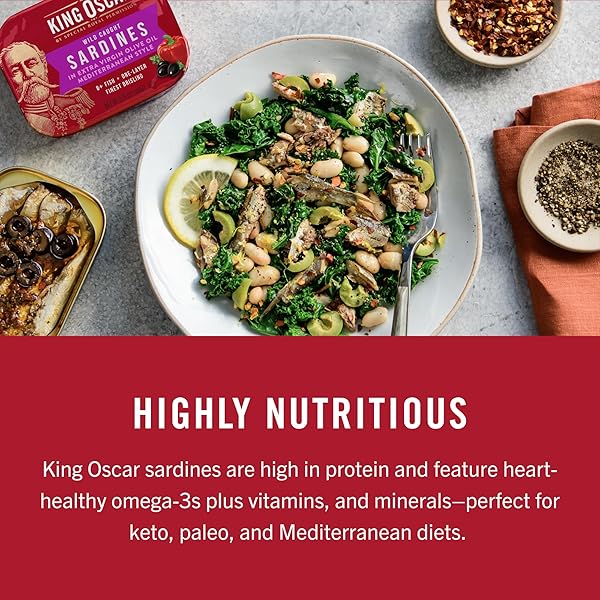 KING OSCAR WILD CAUGHT SARDINES IN EXTRA VIRGIN OLIVE OIL 3.75 OUNCE (PACK OF 4)