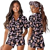 D-Story Custom Womens Satin Pajama Set Personalized Face Name Silk Pajamas XS-5XL 2Pcs Pjs Button Down Sleepwear Loungewear