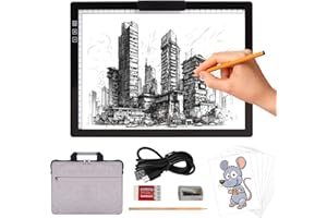 Rechargeable A4 Light Pad with Bag, Innovative Stand and Top Clip, Elice Wireless Bright Light Tracing Board Portable Artcraft Tracer Box for Artists, Drawing, Cricut Weeding Vinyl, Diamond Painting