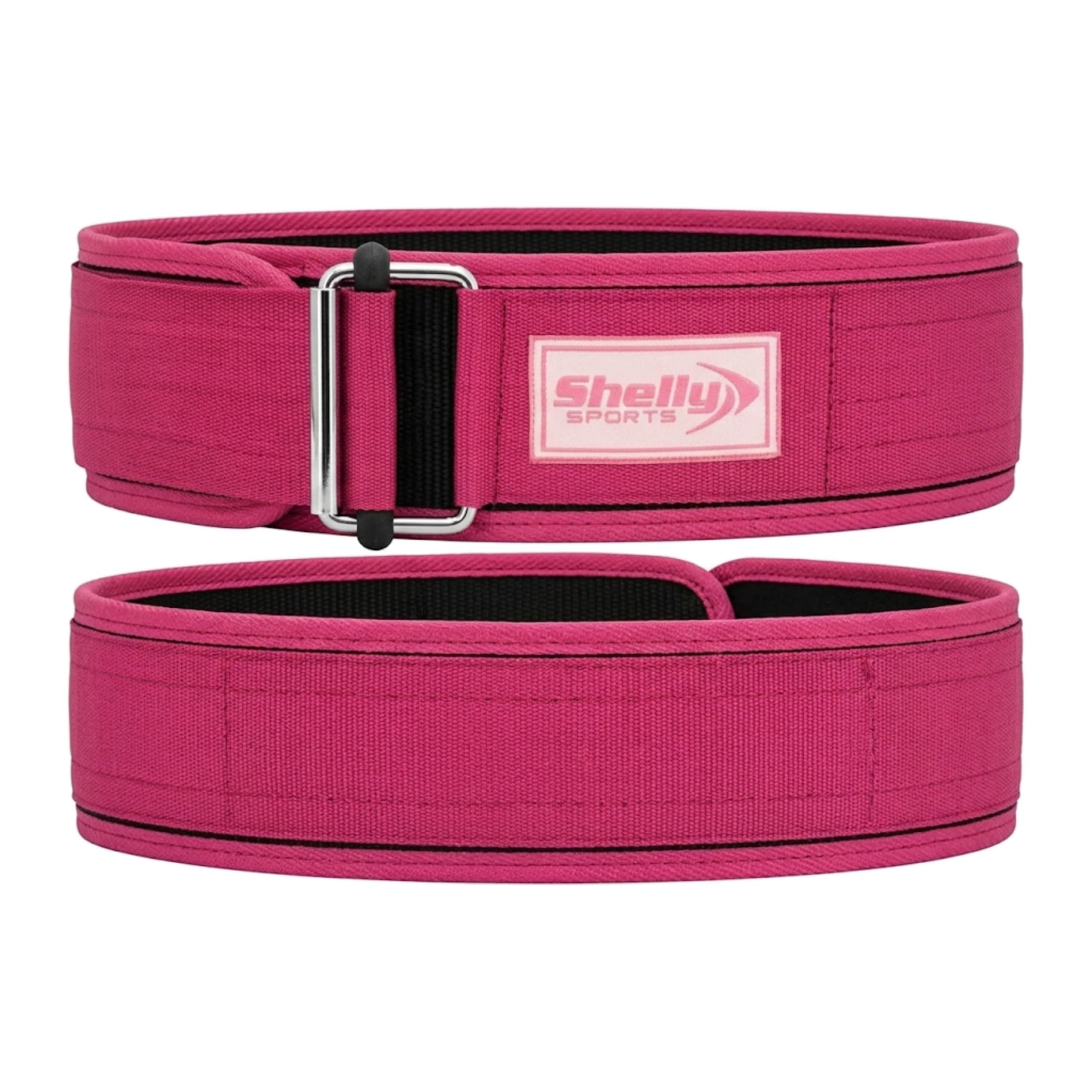 Shelly Weight Lifting Belt for Back Support Premium Self Locking Weightlifting belt of Men and Women Deadlift Training Belt 4 Inch Nylon with Metal Buckle (Pink, X-Large)