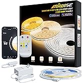 MIWISE COB LED Strip Light White LED Tape Lights 2700K-6500K 24V Color Changing Dimmable 20ft UL-Listed Super Bright with Remote & APP Control for Under Cabinets,Bedroom,Kitchen,Mirror,TV DIY Lighting