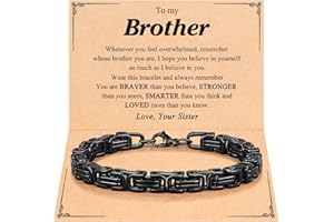 UNGENT THEM Byzantine Link Chain Stainless Steel Bracelet for Men, Birthday Christmas Valentines Day Gifts for Men, Teens, Son, Grandson, Brother, Boyfriend..