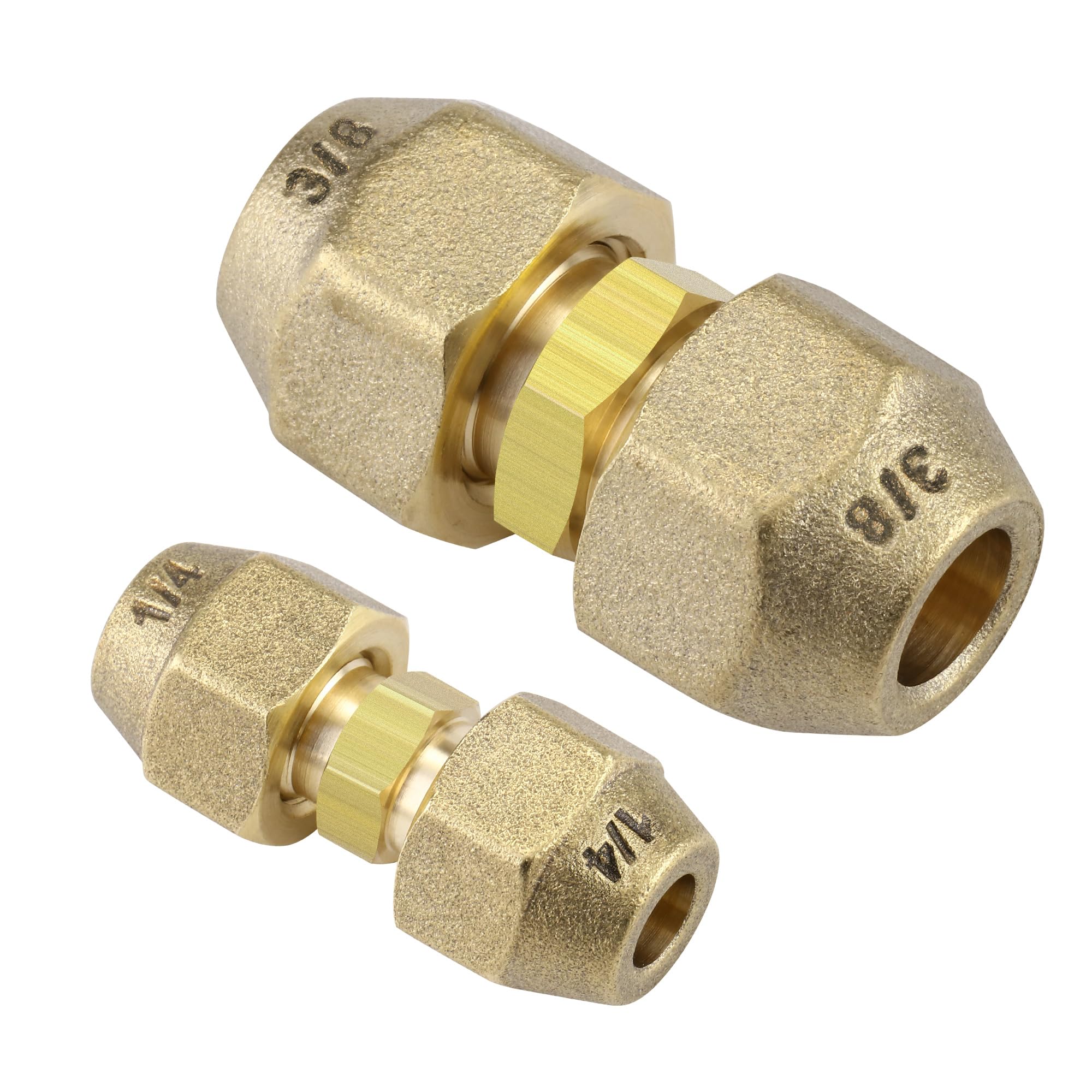 Photo 1 of 1/4" and 3/8" Copper Pipe Extension Joint Connectors, 2 Packs AC Pipe Connectors with HVAC Flare Nuts, Free Welding copper flare fittings, Air Conditioning Pipe Coupling Adapters for Butt Copper Tube