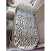 Winter Soft Warm Faux Rabbit Fur car seat Cushion,Universal fit Plush Front and Back Fuzzy car seat Pads Cushion Cover Protector - 1pcs (Back seat 1pcs, Leopard dots)