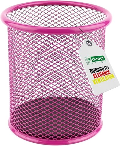 Leviatan Round Mesh Pencil Holder Ø91mm Pink Desk Organiser