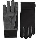 isotoner Men’s Tech Stretch Touchscreen Texting Double Lined Cold Weather Gloves with Water Repellent Technology