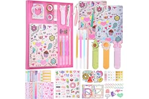 VOD VISUAL 2 Pack DIY Journal Kit,200+ PCS Kid Journals for Girls Ages 8 9 10 11 12 13 14 Year Old, Interesting Birthday Gifts for Girls,Art & Crafts & Scrapbook & Diary Set