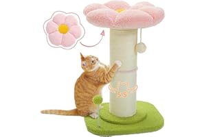 PEQULTI Flower Cat Scratching Post, Small Cat Tree, Scratcher for Indoor Cats with Super Thick Scratching Post [Dia=5.5''], R