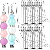 24 Pcs Beadable Bookmarks DIY Metal Blank Bar Bookmark for Beads Metal Bookmark Hairpin Hook Craft Jewelry Pendant DIY Modern Charm Gift for Book Lovers Student Office Supplies, Silver