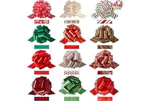 JOYIN 24 PCS Christmas Pull Bows for Gift Wrapping 4.7", Gift Wrap with Ribbon Pull Bows, Easy and Fast Wrapping Accessory fo