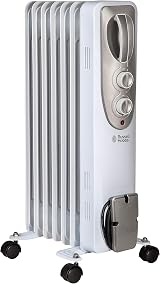 Russell Hobbs 1.5kW Oil Filled Radiator 7 Fin White RHOFR5001 3 Heat Settings