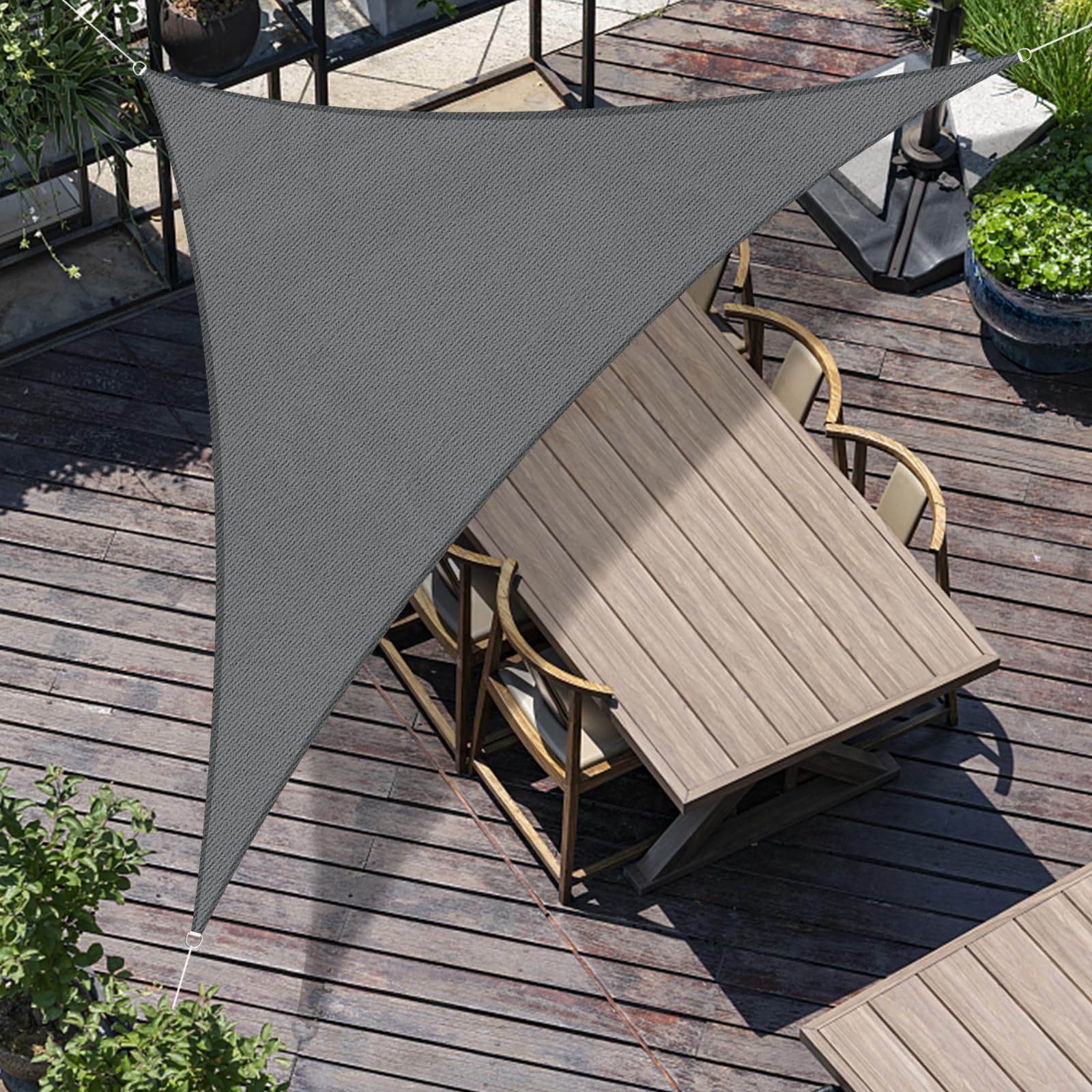 SUNNY GUARD Sun Shade Sail Triangle 5x5x7m HDPE Breathable UV Block for Garden Outdoor Patio - Anthracite
