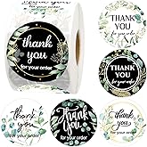 Fancy Land 500 Pcs Thank You for Your Order Stickers Labels Thank You Stickers 2 Inch for Packaging Small Business Handmade Shopping Small Shop 7 Designs Eucalyptus