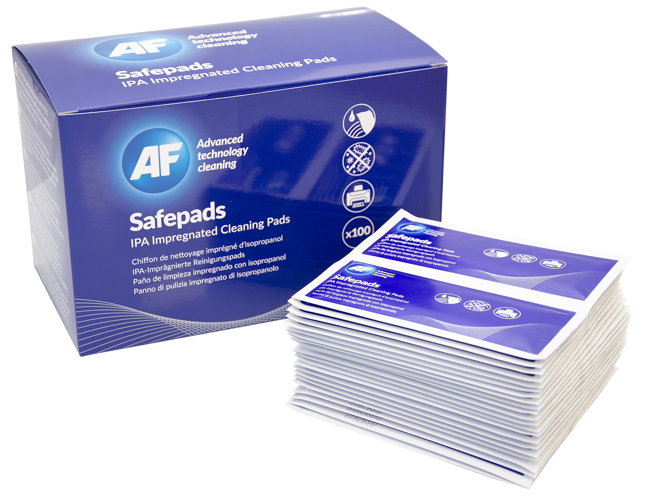 AF Safepads Large Lint Free IPA 99.7% Isopropyl Alcohol Cleaning Wipe Pads (22 x 12cm Each). 100 x thermal paste cleaning wipes.