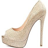 MERUMOTE Women's Platform Stiletto Heels Shoes Peep Toe Pumps 6 inch Heels for Dress Wedding Party