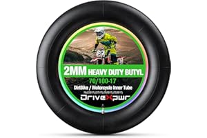 DRIVEXPWR Heavy Duty 2.75/3.00-17 Inner Tube, 2.1mm Thick(70/100-17) Butyl Rubber, TR4 Valve Stem, Compatible with Honda CRF125, CRF150 110cc 125cc 140cc, Suzuki DRZ125, Yamaha TTR125, Talaria X3, Razor Moto