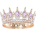 Feltent Purple Queen Crown for Women Crystal Tiara for Girl Rhinestone Wedding Headband for Bride Hair Accessories for Costume Birthday Party Prom Gifts