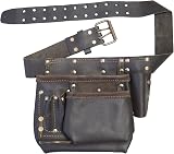 Spares2go Oil Tanned Leather Multi Pocket Nails Pouch Tool Belt view 1