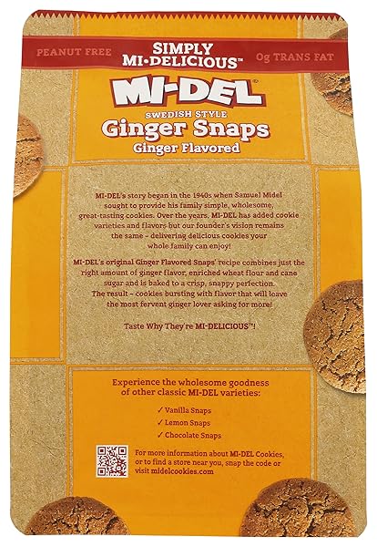 MI-DEL COOKIES GINGER FLAVORED SNAPS – NON GMO CERTIFIED, 0G TRANS FAT SWEDISH GINGER SNAPS COOKIES OLD FASHIONED (PACK OF 1)
