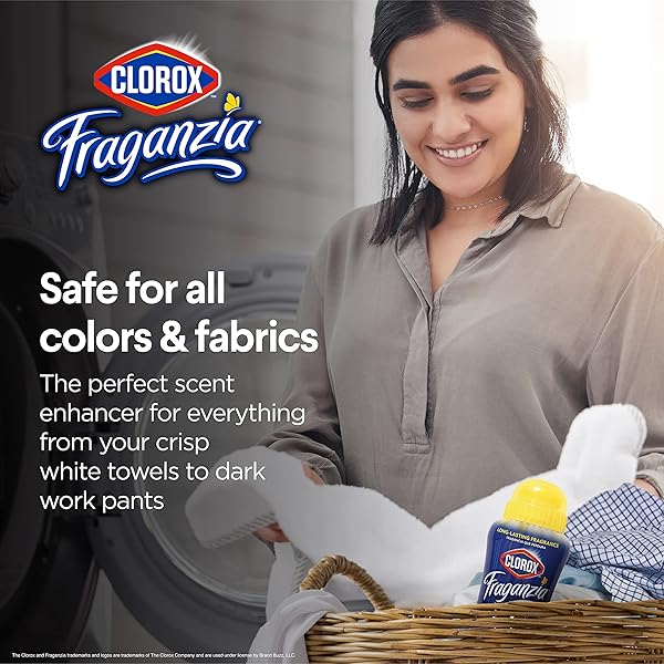 CLOROX FRAGANZIA LAUNDRY SCENT BOOSTER CRYSTALS, IN-WASH FRAGRANCE BEADS FOR FRESH-SMELLING CLOTHES & LINENS, SAFE FOR ALL FABRICS & COLORS, EASY-POUR BOTTLE, VANILLA SCENT, 18 OZ, 2 PACK