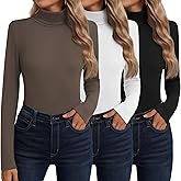 Neer 3 Pack Cotton Women's Turtleneck Long Sleeve Tops Thermal Underwear Base Layer Fall Winter Shirts Sweater