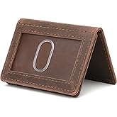 TheAntiq Leather Men Wallet, Business Card Case Expandable Bifold Card Holder for Men and Women Men's Purse RFID Wallet for Men- Brown