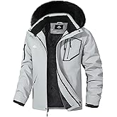 MAOYSSEN Men's Waterproof Ski Jacket Warm Winter Snow Coat Mountain Windbreaker Fur Hooded Snowboarding Jakcet Parka